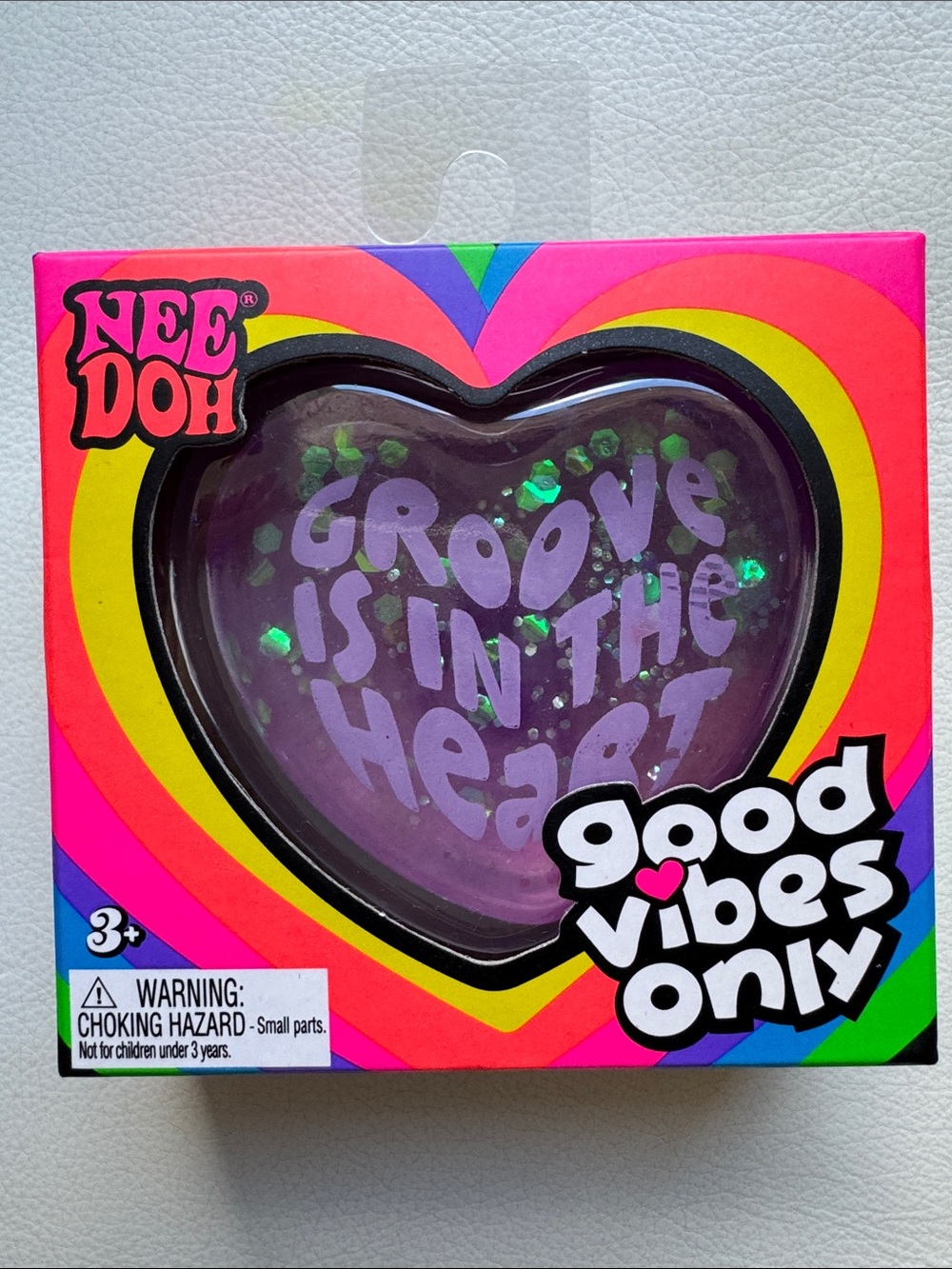 NeeDoh Heart Good Vibes Only Squishy Squeeze Groove is in the Heart Purple New